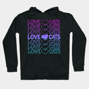 Love Cats Heart Repeat Text Hoodie